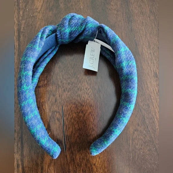 J.Crew houndstooth knot headband, blue/ green - Picture 2 of 3